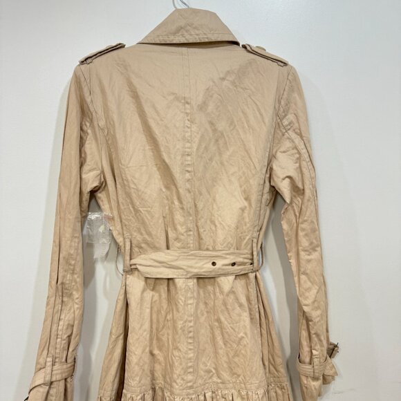 Population of Many Long Sleeve Button Front Collar Belt Coat Tan - Picture 10 of 11